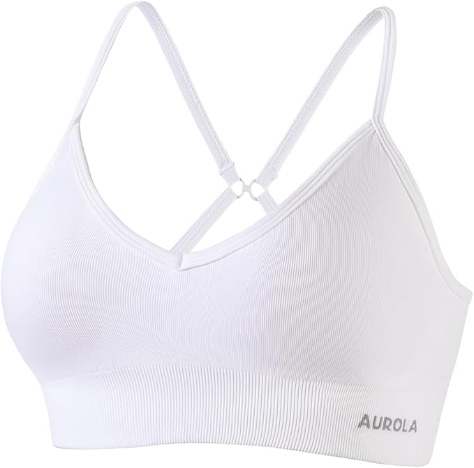 AUROLA Serpent Seamless Sports Bras for Women,Backless Padded Strappy Workout Gym Yoga Crop Tops