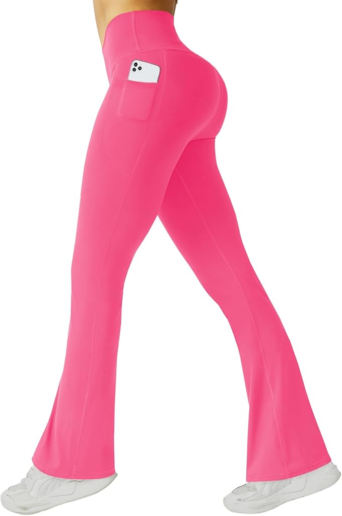 FireSwan Women's Flare Yoga Pants with Pockets High Waist Flared Leggings Bootcut Gym Workout Pants Tummy Control