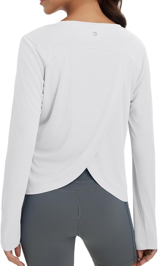 baleaf Women's Running Sun Shirts Long Sleeve UPF 50+ Workout Tops UV Athletic Split Back Quick Dry Lightweight
