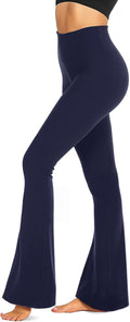 TNNZEET Black Flare Leggings for Women, Crossover Yoga Pants with Pockets Bootcut Flared Leggings