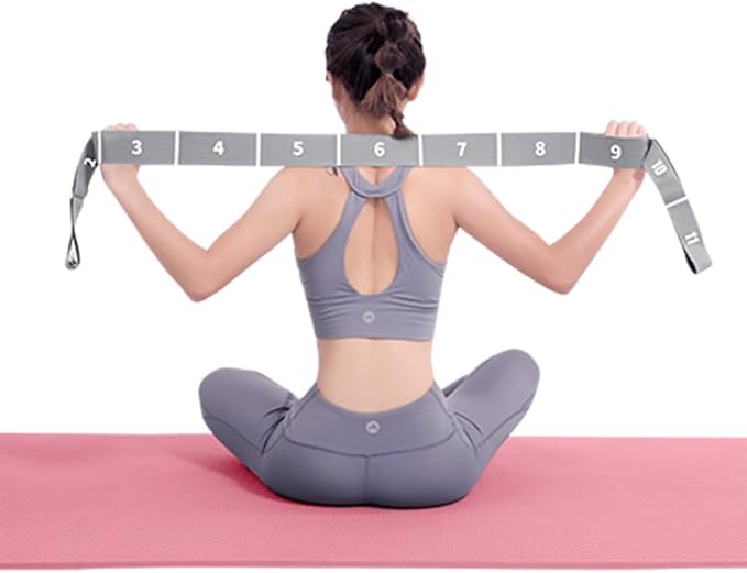 11 Loops Stretch band - Yoga, Pilates, Ballet, and Physical Therapy Stretching strap for Flexibility, Leg Stretching, and Exercise - Durable Stretching equipment for Dance and Fitness
