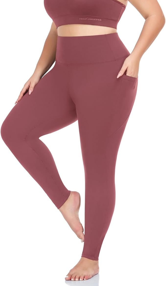 Plus Size Leggings for Women with Pockets-Stretchy XL-5XL Yoga Pants Tummy Control High Waist Workout Leggings