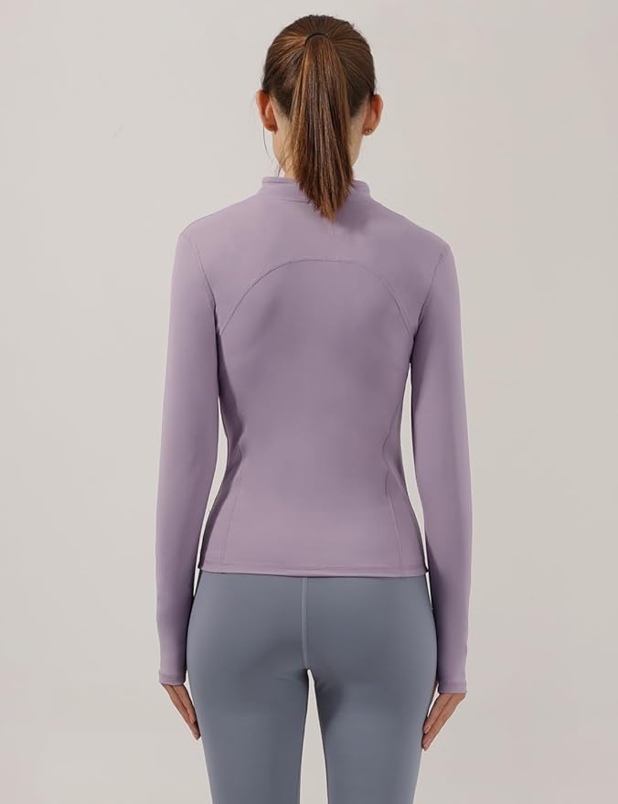 Gacaky Women's Slim Fit Workout Running Track Jackets Full Zip-up Yoga Athletic Jacket with Thumb Holes