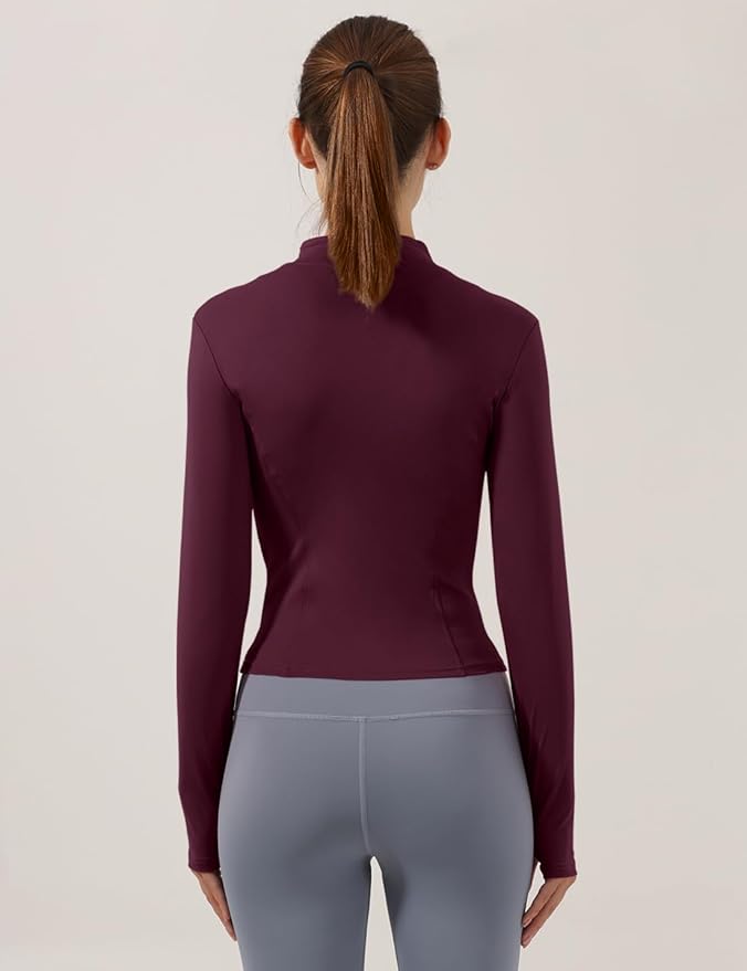 Locachy Women's Lightweight Stretchy Workout Full Zip Running Track Jacket with Thumb Holes