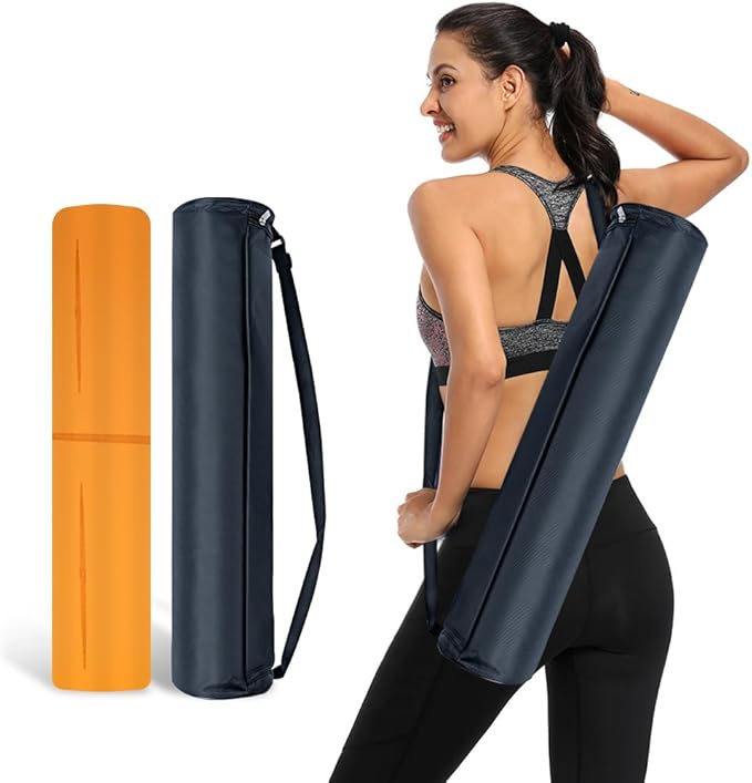 Natural Rubber Yoga Mat - Non Slip Non Toxic - 5mm Thick Yoga Mat for Hot Yoga/Pilates - Extra Large 26.8’’ with Alignment Guide - Sweat Proof - with Carrying Bag