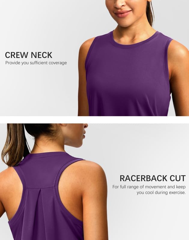 Women's Workout Tops Racerback Athletic Tank Tops Sleeveless Loose Fit Yoga Running Gym Shirts for Women