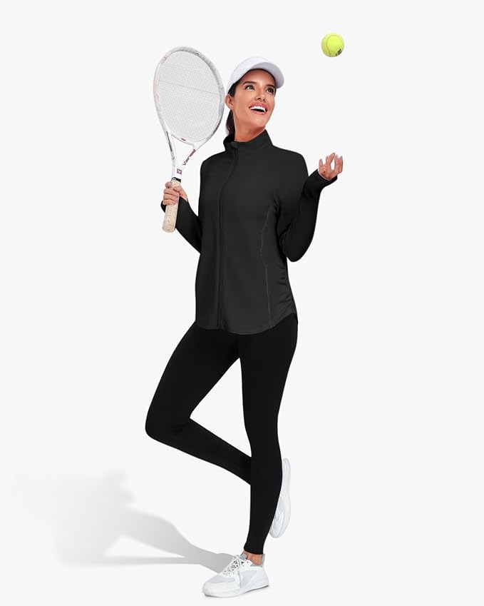Vldnery Women's UPF 50+ Sun Protection Lightweight Jacket Zip Up Long Sleeve Sun Shirt for Women with Thumb Hole Hiking