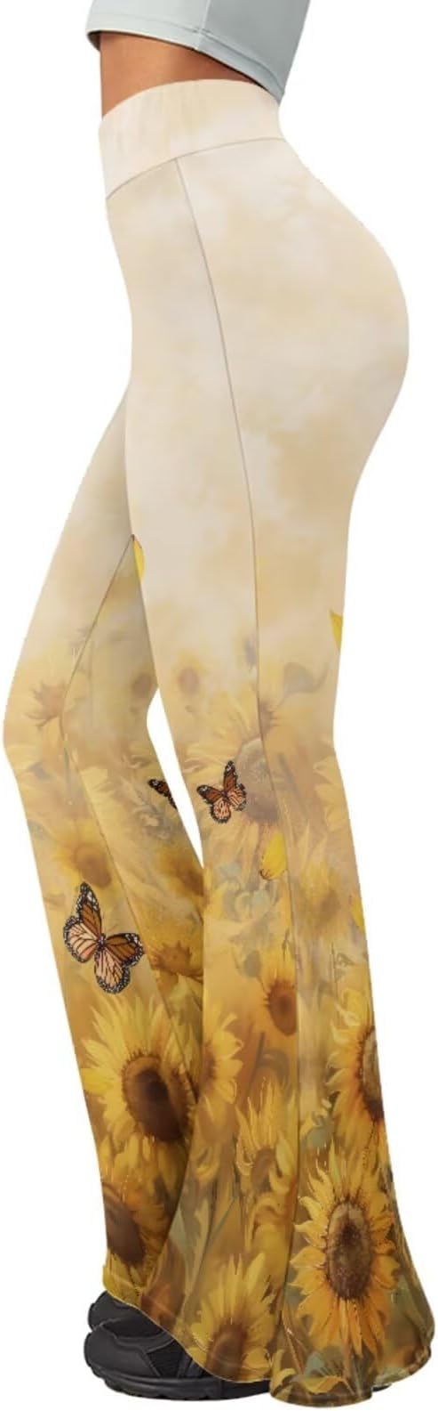 4 Piece Gym Sets Women Racerback Sports Bra with Back Pocket, Matching Flare Yoga Pants And Sweatband