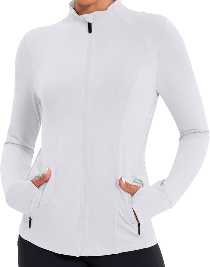 Workout Jackets for Women Lightweight Running Sweat Jackets Full Zip Up Exercise Yoga Athletic Clothes with Pockets