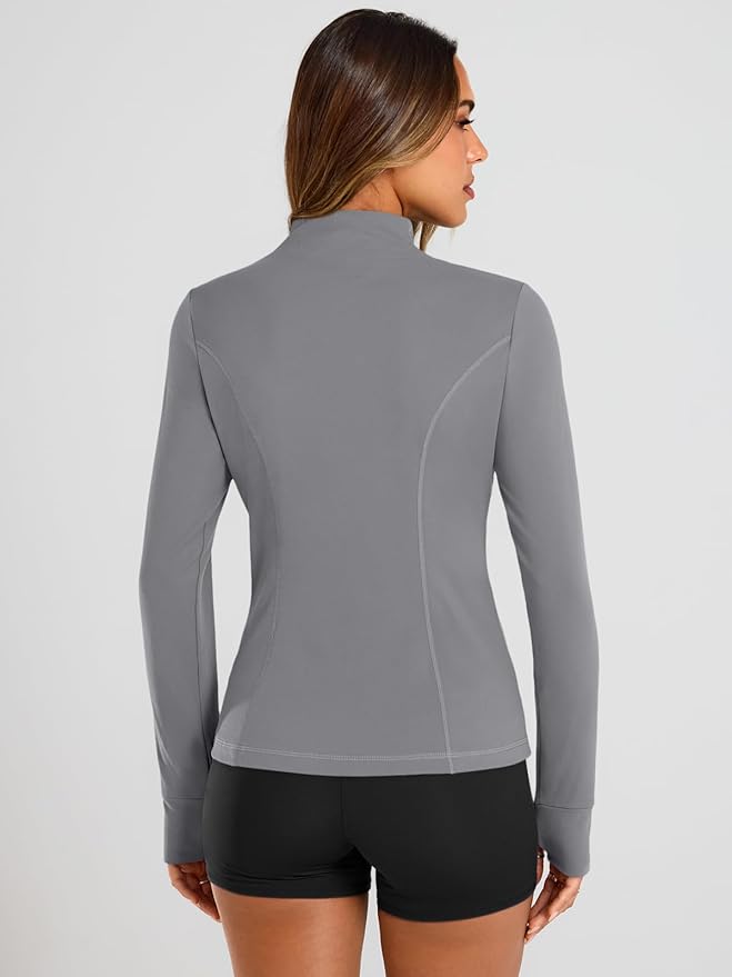 Trendy Queen Womens Lightweight Zip Up Jackets 2026 Athletic Workout Hoodies Spring Shirt Fitted Gym Clothes with Pocket