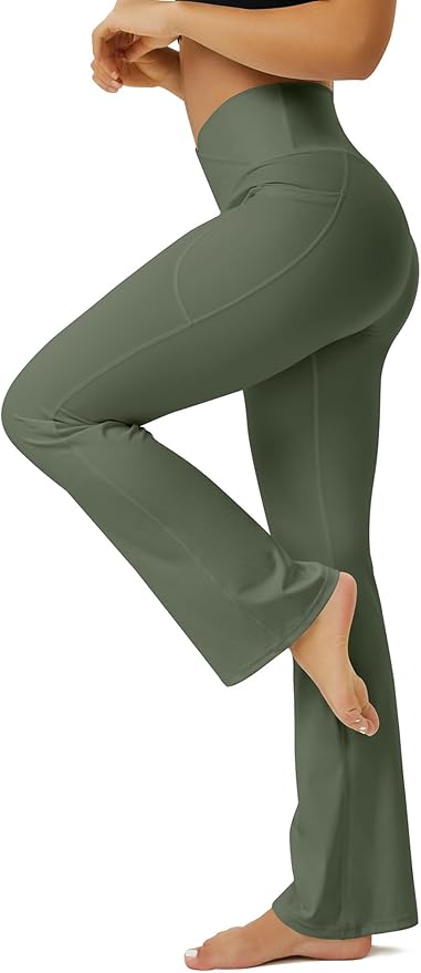 FOHOFO Yoga Pants Women, Flare Leggings for Women with Pockets Crossover High Waisted Bootcut Yoga Pants