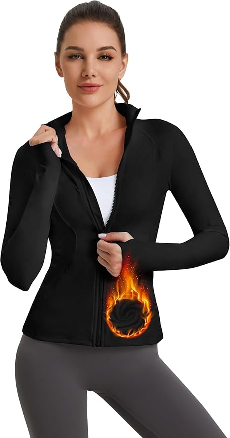 VUTRU Women's Workout Yoga Jacket Full Zip Running Track Jacket Fleece Athletic Jacket