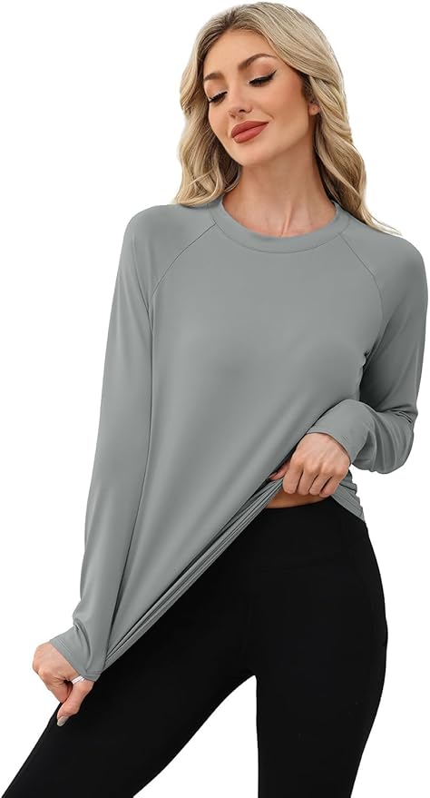 WIHOLL Workout Tops for Women Long Sleeve Sun Shirt UPF 50+ UV Protection Running Hiking Clothes Quick Dry Athletic Tops