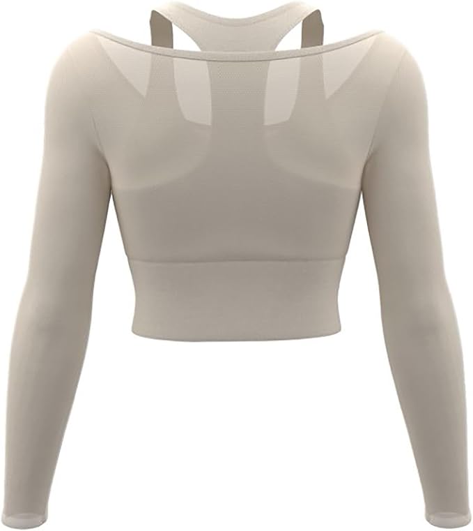Women's 2 in 1 Yoga Long Sleeve Mesh Gym Athletic Tops Stretch Workout Pilates Shirts with Comfortable Sports Bra