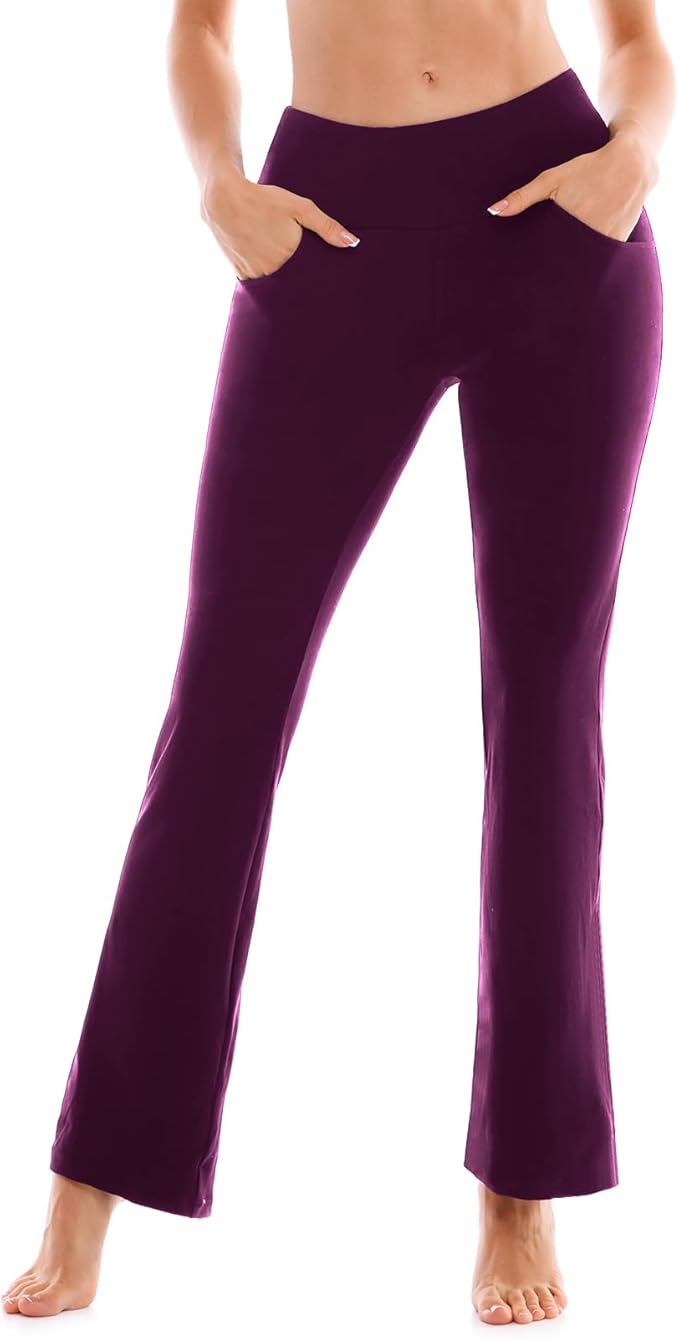 SINOPHANT Flare Leggings for Women with Pockets,High Waisted Tummy Control Bootcut Yoga Pants for Women Soft Bell Bottoms