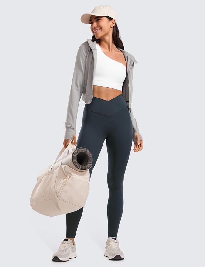 CRZ YOGA Butterluxe Crossover Waist Leggings 28" - Criss Cross Full Length Workout Athletic Womens Yoga Pants