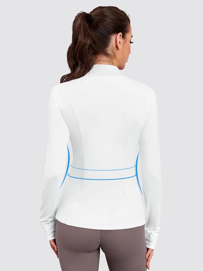 VUTRU Women Athletic Jacket Fitted Workout Running Zip Up Track Coat Layer with Thumb Holes Pockets for Yoga Gym Travel