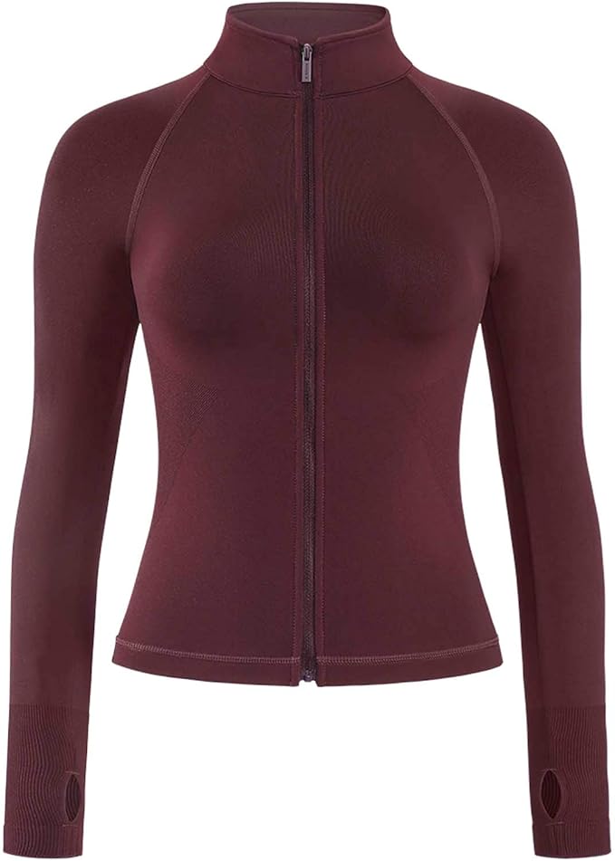 AUROLA Influence Athletic Workout Jacket for Women, Lightweight Slim Fit Full Zip Running Yoga Sports Jacket with Thumb Holes