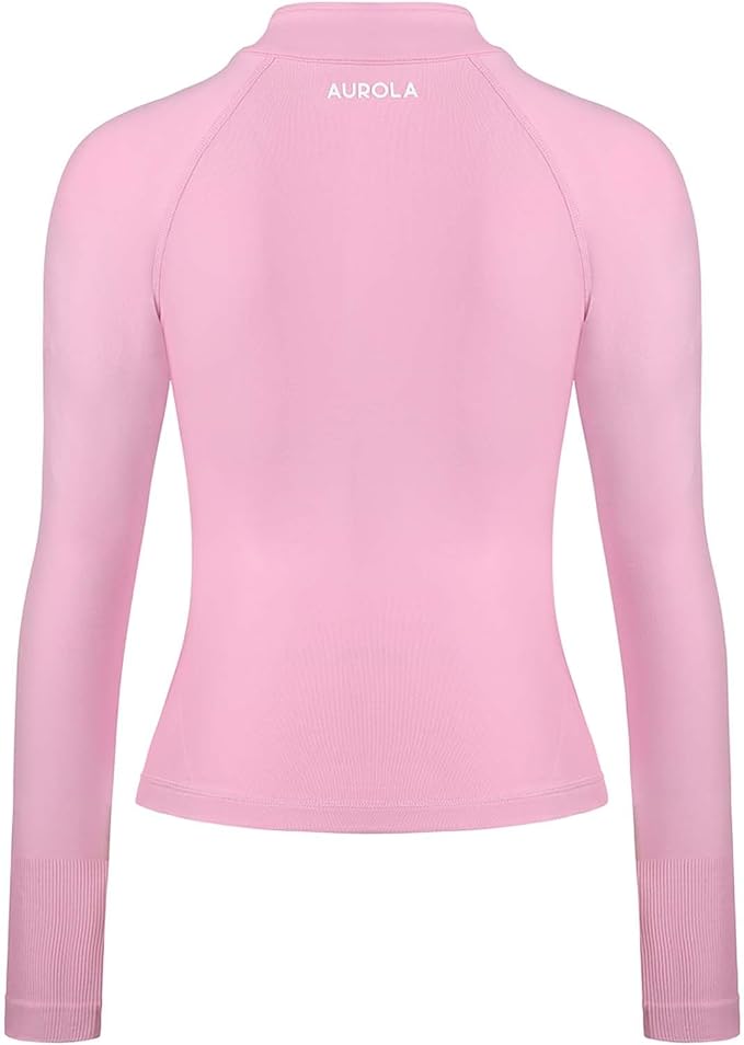 AUROLA Influence Athletic Workout Jacket for Women, Lightweight Slim Fit Full Zip Running Yoga Sports Jacket with Thumb Holes