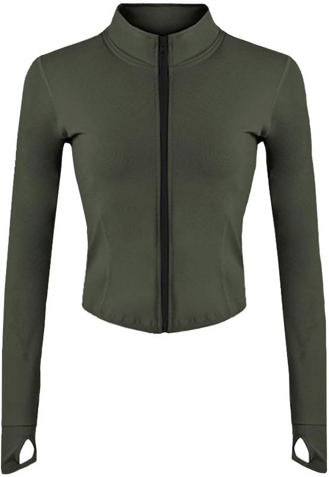 Lviefent Womens Lightweight Full Zip Running Track Jacket Workout Slim Fit Yoga Sportwear with Thumb Holes