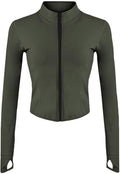 Lviefent Womens Lightweight Full Zip Running Track Jacket Workout Slim Fit Yoga Sportwear with Thumb Holes