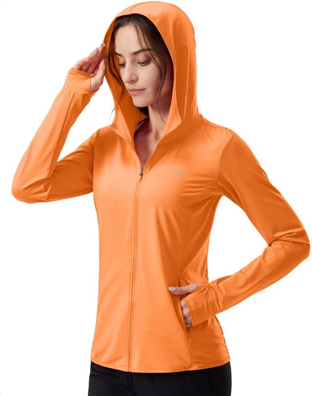 Soothfeel Women's UPF 50+ Sun Protection Hoodie Jacket Lightweight Long Sleeve Sun Shirt for Women with Pocket Hiking Outdoor