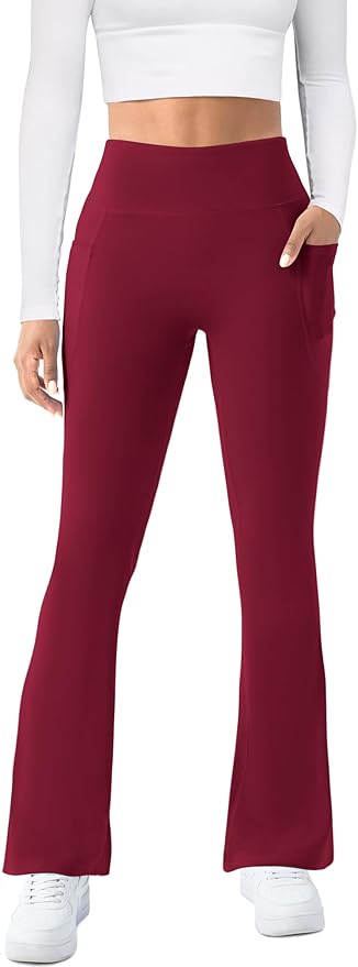 COPYLEAF Womens Yoga Pants with Pockets High Waisted Flare Leggings Bell Bottom Yoga Dress Pants Seamless Bootcut Pants