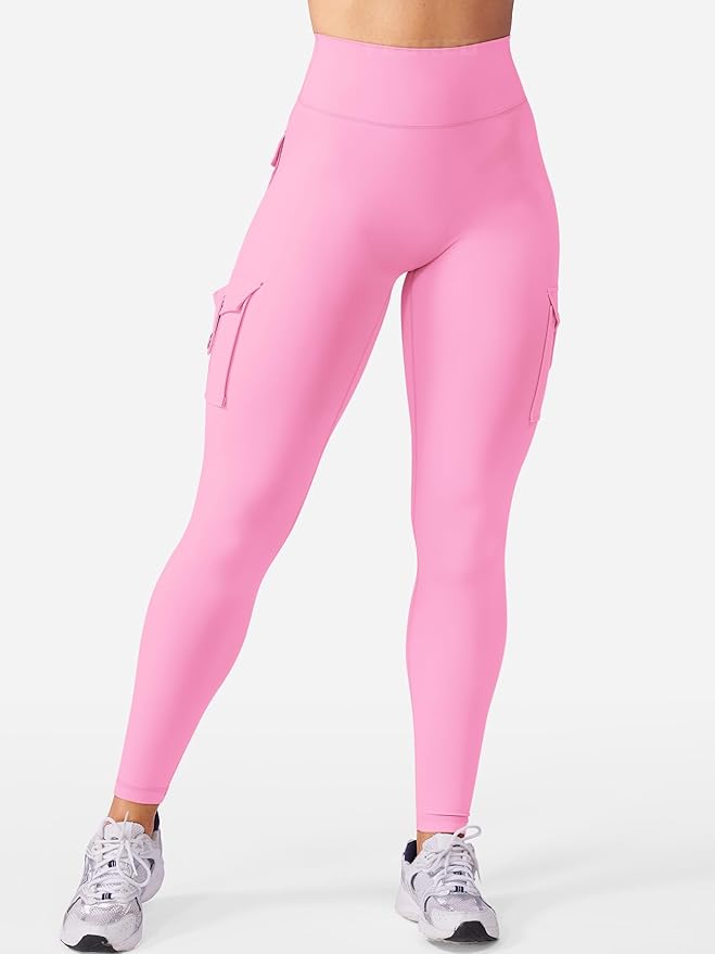 YEOREO CoreFlex Workout Cargo Leggings with Pockets for Women Hidden Scrunch Butt Lifting Leggings Gym Yoga Pants
