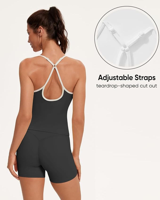 OMKAGI Sports Bras for Women Cute Sweetheart Neck Workout Tank Tops Open Back Yoga Bra Top