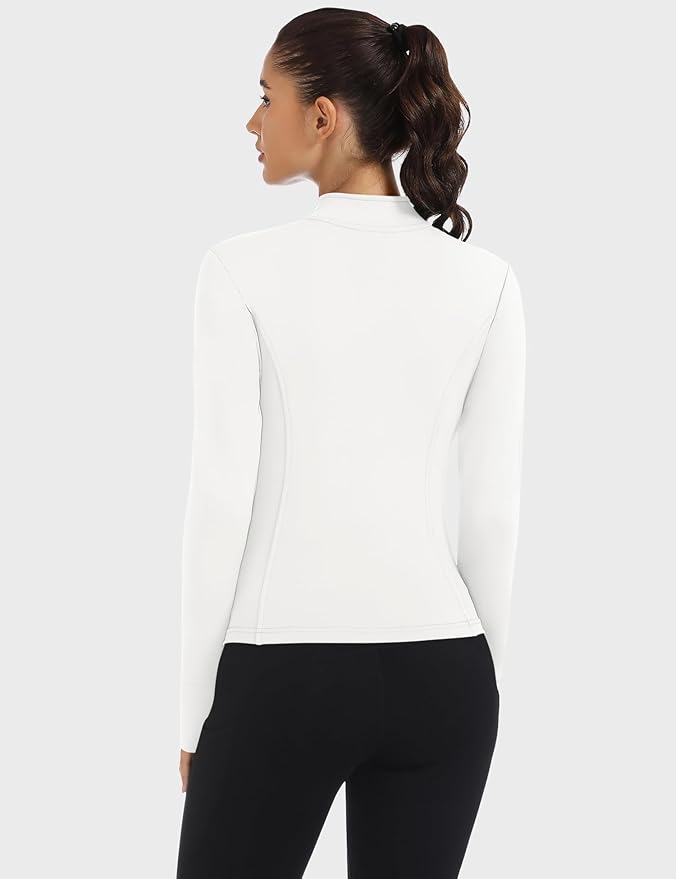 Loovoo Women's Workout Jacket Lightweight Zip Up Athletic Jackets Cropped Slim Fit Running Yoga Tops with Pockets