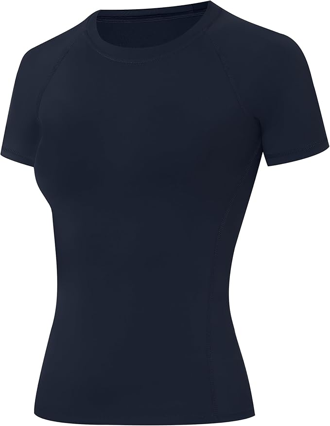 Runhit Compression Shirt Women Short Sleeve Workout Tops Athletic Gym Moisture Wicking T-Shirt Running Yoga Base Layer