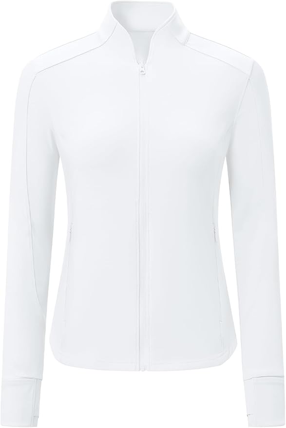 BGOWATU Women's Workout Athletic Jacket Full Zip Running Jackets Gym Yoga Track Tops with Pockets Thumb Hole
