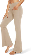 TNNZEET Black Flare Leggings for Women, Crossover Yoga Pants with Pockets Bootcut Flared Leggings