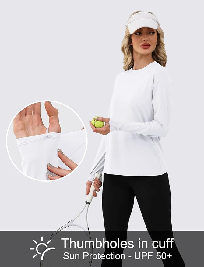 WIHOLL Workout Tops for Women Long Sleeve Sun Shirt UPF 50+ UV Protection Running Hiking Clothes Quick Dry Athletic Tops