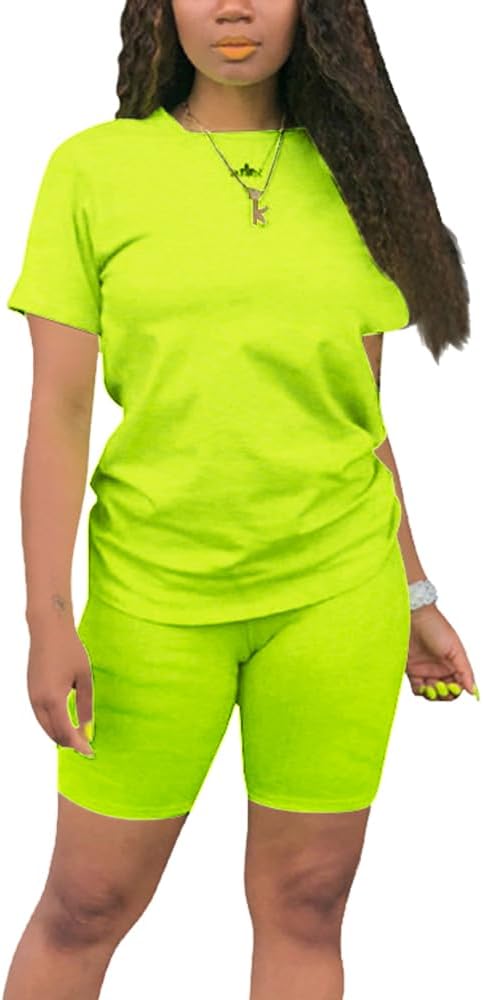 KINIKO Women's 2 Piece Casual Fashion Sports Solid Color Suit short Sleeve top and Pants Set Sweatshirt