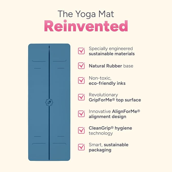 Liforme Evolve Yoga Mat – Free Yoga Bag Included - Patented Alignment System, Warrior-like Grip, Non-slip, Eco-friendly, Sweat-Resistant, Long, Wide, 4.2mm thick mat for comfort