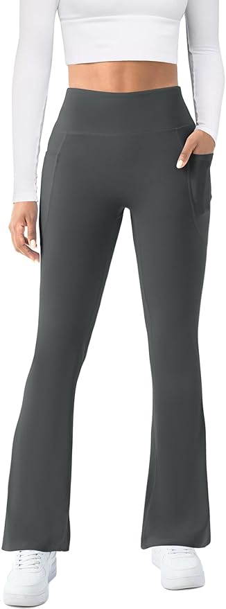 COPYLEAF Womens Yoga Pants with Pockets High Waisted Flare Leggings Bell Bottom Yoga Dress Pants Seamless Bootcut Pants