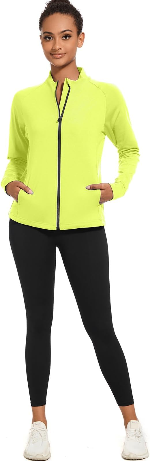 bpbtti Women's Polar Fleece Zip Up Workout Jackets with Pockets Slim Fit Cottony Soft Jacket for Running Athletic Yoga