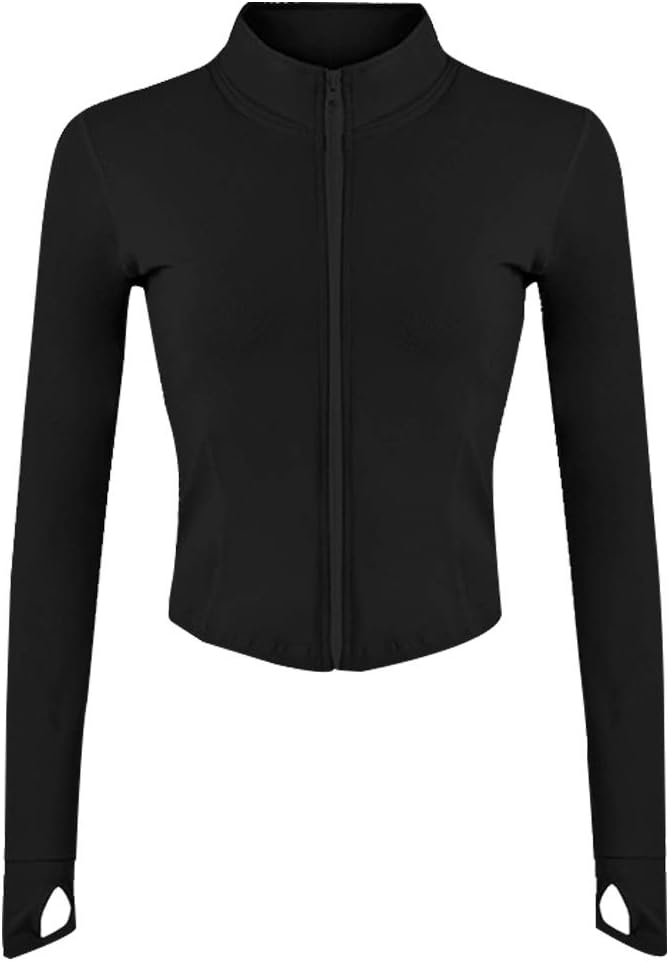 Gihuo Women's Workout Jacket Lightweight Zip Up Athletic Cropped Running Jacket