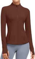 Women's Athletic Full Zip Lightweight Workout Jacket With Pockets Running Slim Fit Yoga Sportwear With Thumb Holes