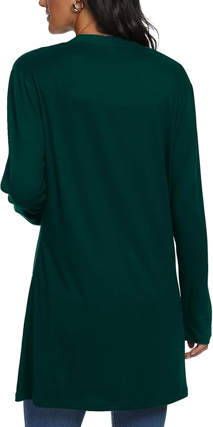 Womens Casual Lightweight with Pocketes Long Sleeve Open Front Cardigan
