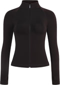 AUROLA Influence Athletic Workout Jacket for Women, Lightweight Slim Fit Full Zip Running Yoga Sports Jacket with Thumb Holes