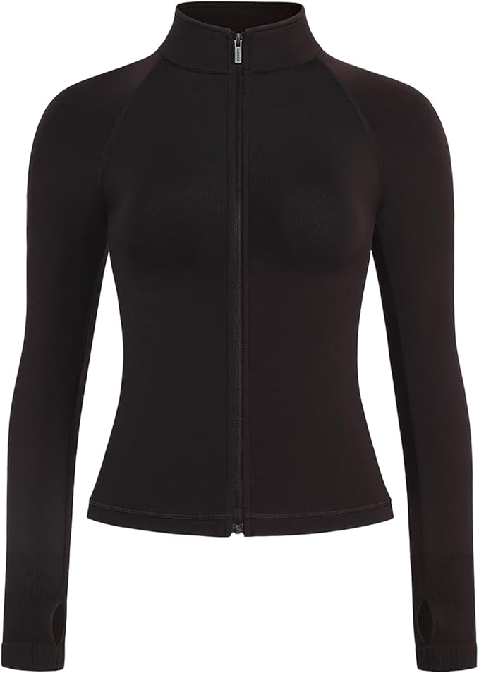 AUROLA Influence Athletic Workout Jacket for Women, Lightweight Slim Fit Full Zip Running Yoga Sports Jacket with Thumb Holes