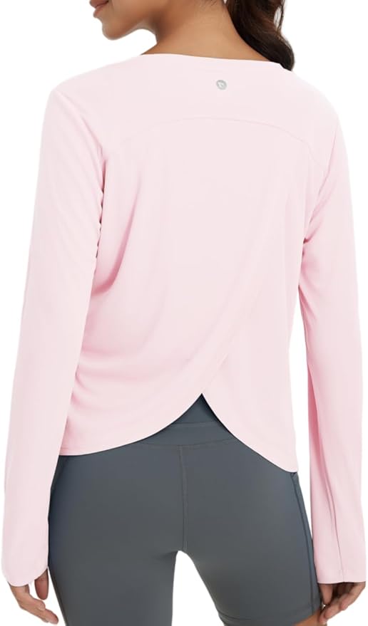 baleaf Women's Running Sun Shirts Long Sleeve UPF 50+ Workout Tops UV Athletic Split Back Quick Dry Lightweight