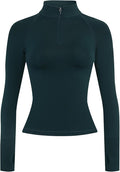 AUROLA Influence Workout Jacket for Women, Half Zip Cropped Slim Fit Long Sleeve Yoga Jackets Athletic Top with Thumb Holes