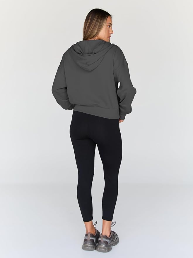 Trendy Queen Hoodies for Women Full Zip Up Cropped Sweatshirts Jackets Casual Comfy Gym Tops Fall Outfits Winter Clothes 2026