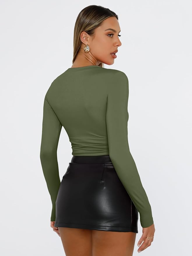 Trendy Queen Womens Long Sleeve T Shirts Fall Fashion 2026 Basic Crop Tops Going Out Outfits Y2k Clothes