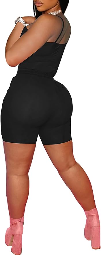 HBQ Women 2 Piece Outfits Sleeveless Tank Tops Biker Short Workout Jogger Sets Summer