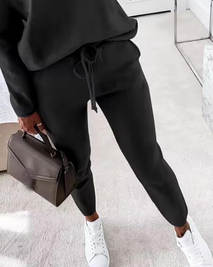 CHICME Women Tracksuit Fall 2 piece Outfits Off The Shoulder Long Sleeve Tops and Pants Set Travel Outfits