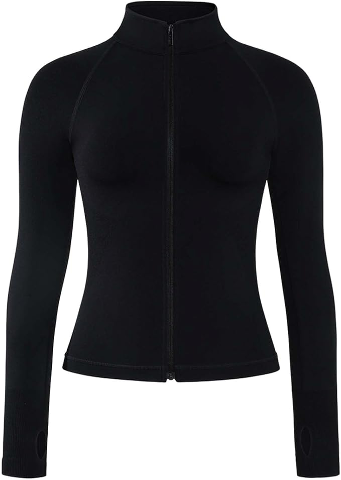 AUROLA Influence Athletic Workout Jacket for Women, Lightweight Slim Fit Full Zip Running Yoga Sports Jacket with Thumb Holes